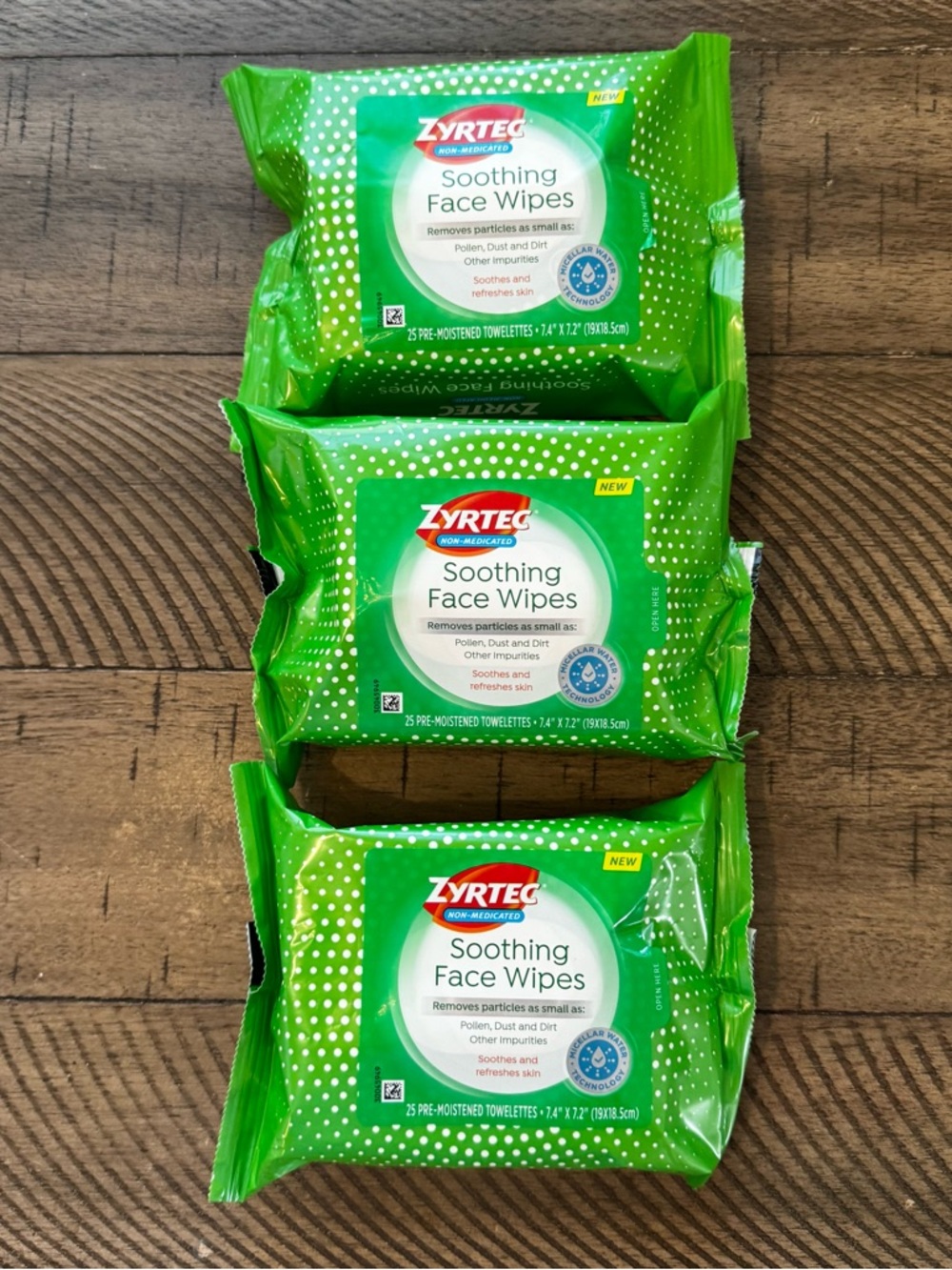 Zyrtec Soothing Non-Medicated Face Wipes 25 Count X3 (75) DISC HTF LAST ONE!!!